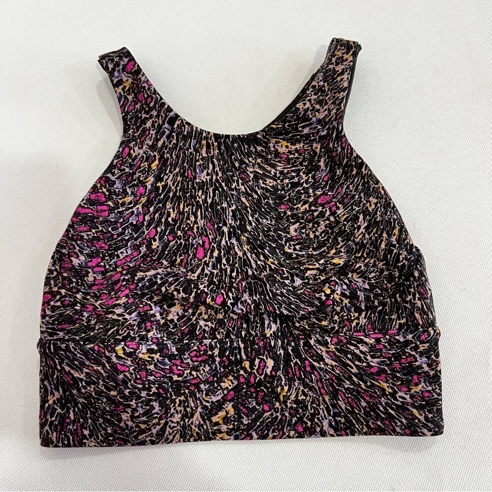 Lululemon Wunder Train Long Line Bra Size 4 Sports Bra Topography Multi